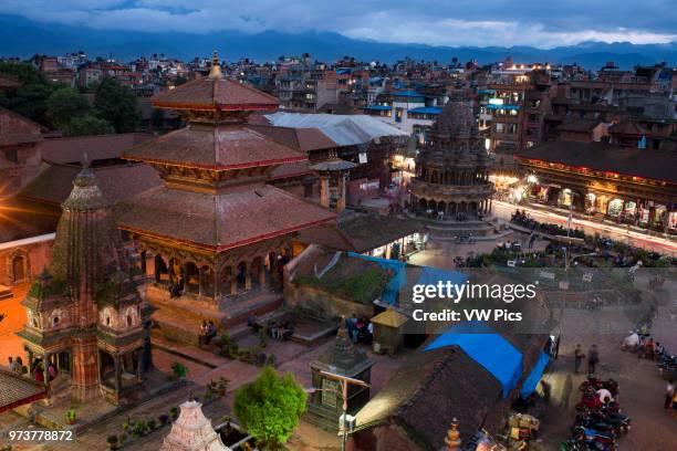 Temples and pagodas in Patan Durbar Square, Kathmandu, Nepal.