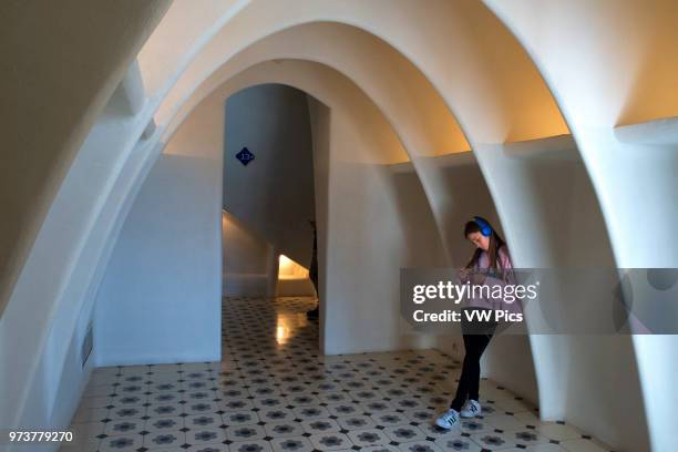 Antoni Gaudi Casa Batllo, UNESCO World Heritage Site, Barcelona, Catalonia, Spain. Sant Jordi is the Patron Saint of Catalonia all is full of roses.