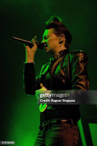 Eleanor Jackson of La Roux performs at Rockefeller on March 2, 2010 in Oslo, Norway.