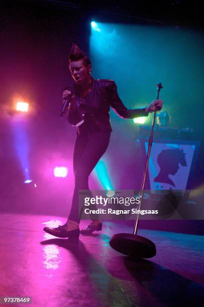 Eleanor Jackson of La Roux performs at Rockefeller on March 2, 2010 in Oslo, Norway.