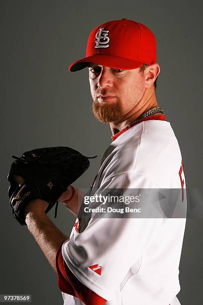 Pitcher Ryan Franklin of the St. Louis Cardinals during photo day at Roger Dean Stadium on March 1, 2010 in Jupiter, Florida.