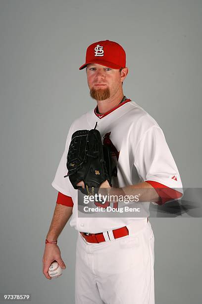 Pitcher Ryan Franklin of the St. Louis Cardinals during photo day at Roger Dean Stadium on March 1, 2010 in Jupiter, Florida.