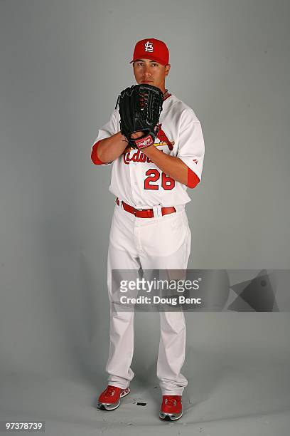 Pitcher Chris Carpenter of the St. Louis Cardinals during photo day at Roger Dean Stadium on March 1, 2010 in Jupiter, Florida.