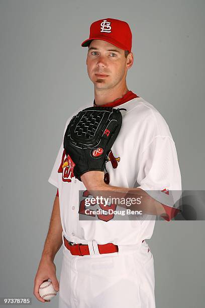 Pitcher Chris Carpenter of the St. Louis Cardinals during photo day at Roger Dean Stadium on March 1, 2010 in Jupiter, Florida.