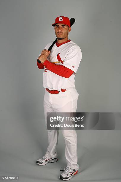 Infielder Felipe Lopez of the St. Louis Cardinals during photo day at Roger Dean Stadium on March 1, 2010 in Jupiter, Florida.