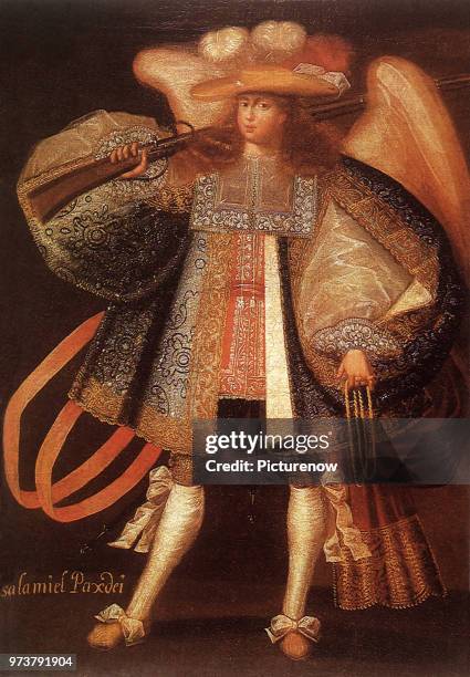 Archangel with Gun, Master of Calamarca, Circle of, 1685 .