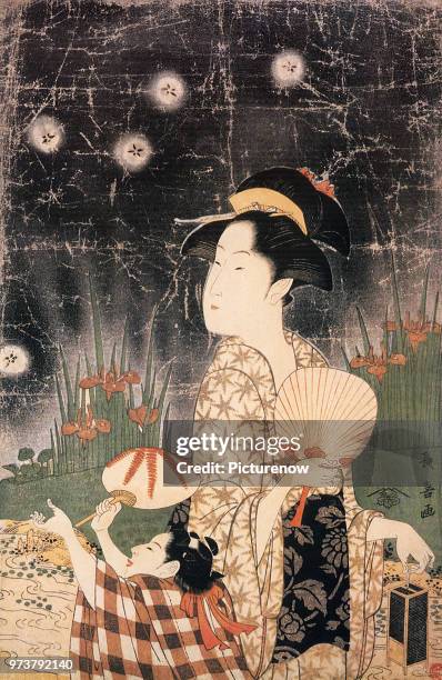 Chasing Fireflies, Choki, Eishosai, 1795 .