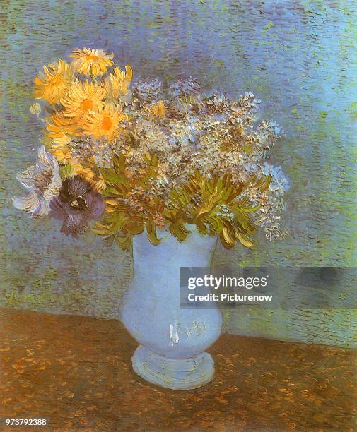 Flowers in Blue Vase, Van Gogh, Vincent Willem, 1887 .