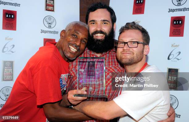 Calvin Welch , Joel Beeson and Simon Berckelman of Philadelphia Grand Jury pose with their award at the 2009 Jagermeister AIR Awards at the Forum...