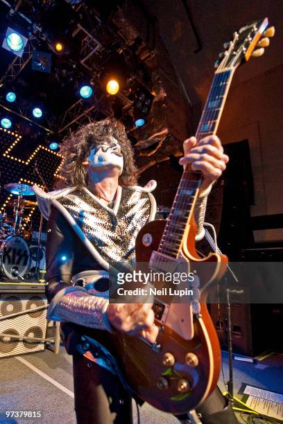 Tommy Thayer of Kiss performs on stage at O2 Islington Academy on March 2, 2010 in London, England.