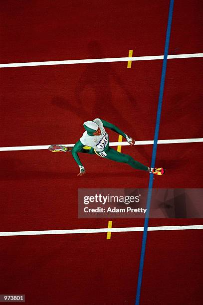 Cathy Freeman of Australia crosses the line to win the Women's 400m final held at Olympic Stadium during the Sydney 2000 Olympic Games, Sydney,...