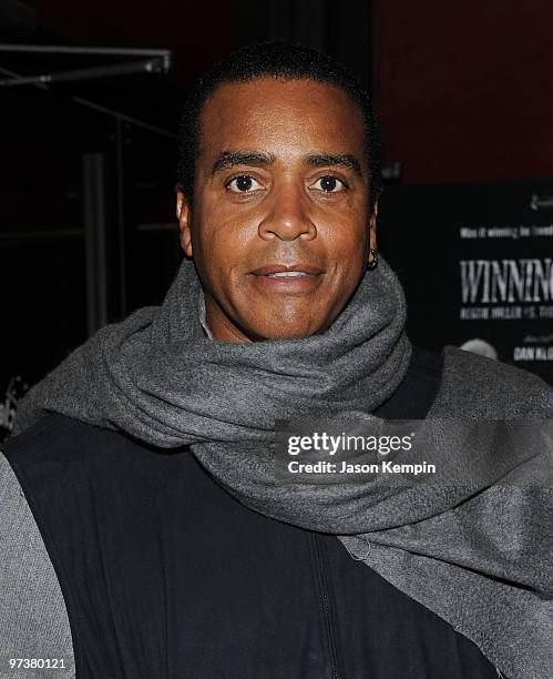 Ahmad Rashad attends the premiere of "Winning Time: Reggie Miller vs. The New York Knicks" at the Ziegfeld Theatre on March 2, 2010 in New York City.