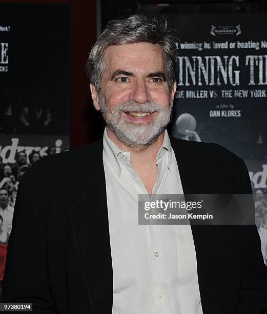 Director Dan Klores attends the premiere of "Winning Time: Reggie Miller vs. The New York Knicks" at the Ziegfeld Theatre on March 2, 2010 in New...