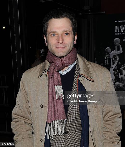 Jeremy Schaap attends the premiere of "Winning Time: Reggie Miller vs. The New York Knicks" at the Ziegfeld Theatre on March 2, 2010 in New York City.