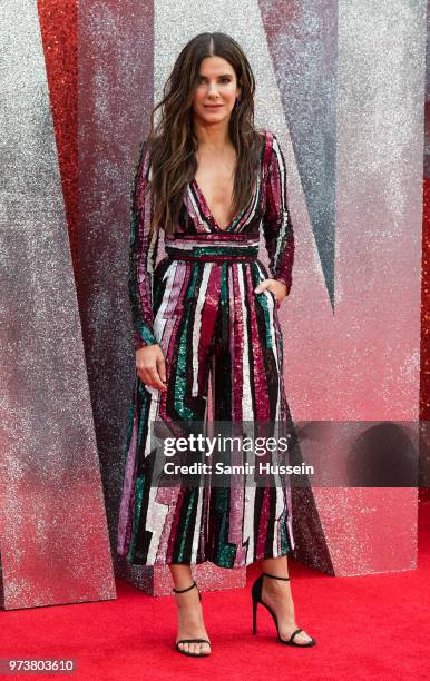 Sandra Bullock attends the 'Ocean's 8' UK Premiere held at Cineworld Leicester Square on June 13, 2018 in London, England.