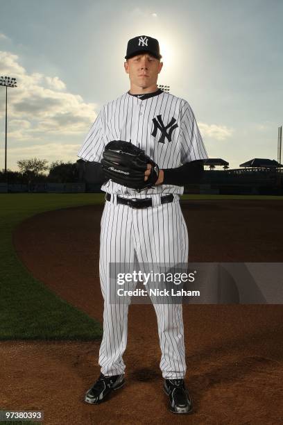 Mark Melancon of the New York Yankees poses for a photo during Spring Training Media Photo Day at George M. Steinbrenner Field on February 25, 2010...