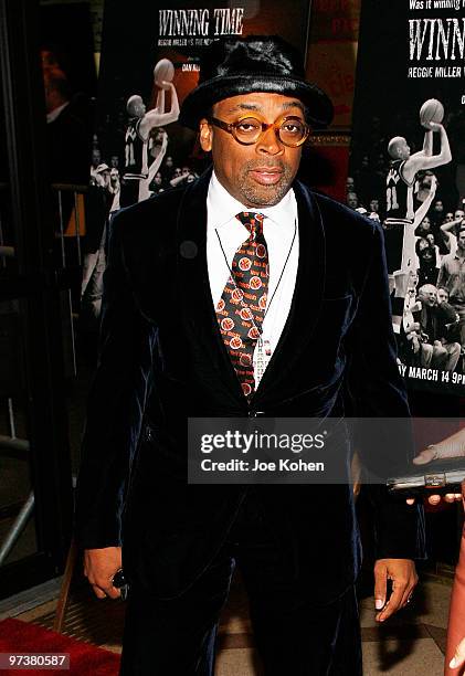 Director Spike Lee attends the premiere of "Winning Time: Reggie Miller vs. The New York Knicks" at the Ziegfeld Theatre on March 2, 2010 in New York...