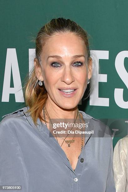 Sarah Jessica Parker attends Fatima Farheen Mirza in conversation with Sarah Jessica Parker and Lisa Lucas at Barnes & Noble Union Square on June 13,...