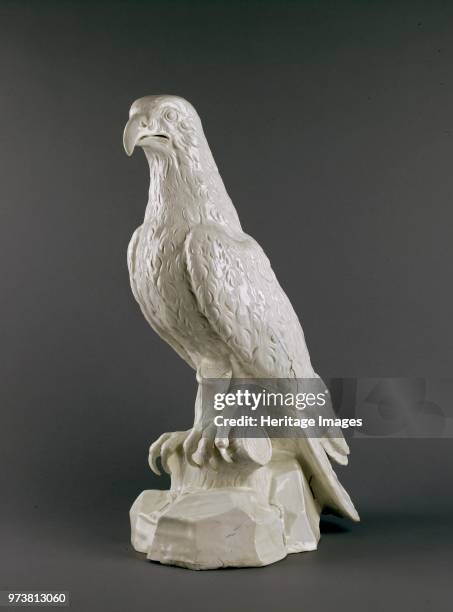 Osprey, seated, circa 1710-1760. Fischadler. Artist Unknown, Meissen porcelain.