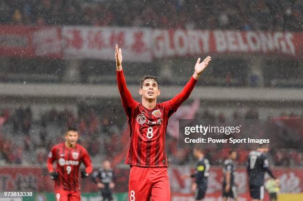 Shanghai FC Forward Oscar Emboaba Junior celebrating his score during the AFC Champions League Group F match between Shanghai SIPG and Melbourne...