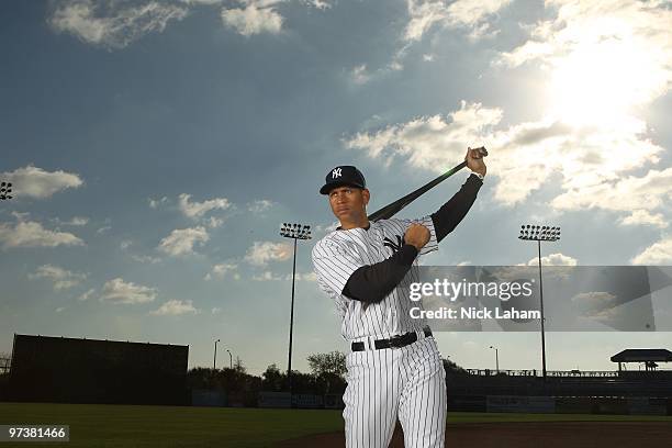 Alex Rodriguez of the New York Yankees poses for a photo during Spring Training Media Photo Day at George M. Steinbrenner Field on February 25, 2010...