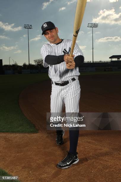 Francisco Cervelli of the New York Yankees poses for a photo during Spring Training Media Photo Day at George M. Steinbrenner Field on February 25,...