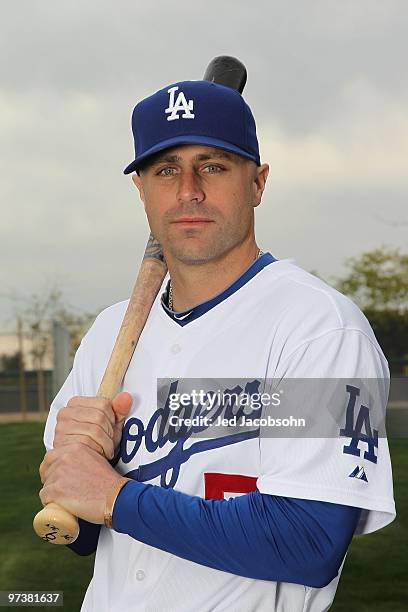 Reed Johnson of the Los Angeles Dodgers poses during media photo day on February 27, 2010 at the Ballpark at Camelback Ranch, in Glendale, Arizona.