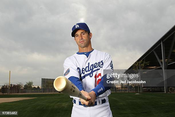 Brad Ausmus of the Los Angeles Dodgers poses during media photo day on February 27, 2010 at the Ballpark at Camelback Ranch, in Glendale, Arizona.