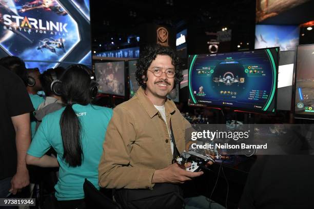 Geoffrey Arend playing Starlink: Battle for Atlas during E3 2018 at Los Angeles Convention Center on June 13, 2018 in Los Angeles, California.