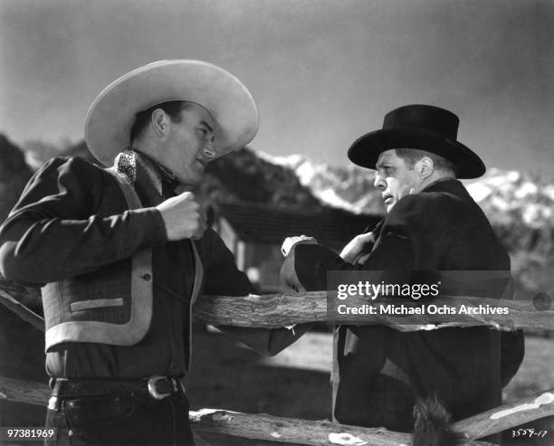 John Wayne on the set of an unidentified movie cira 1935.