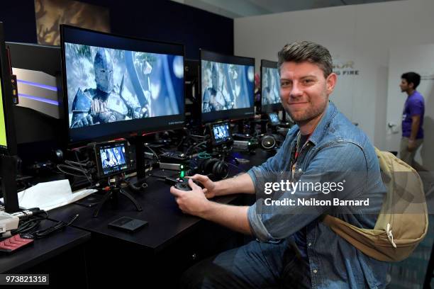 Patrick Fugit playing For Honor: Marching Fire during E3 2018 at Los Angeles Convention Center on June 13, 2018 in Los Angeles, California.