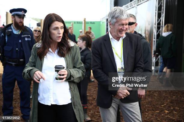 New Zealand Prime Minister Jacinda Ardern and Minister of Agriculture Damien O'Connor meet and greet during the Mystery Creek Fieldays on June 14,...