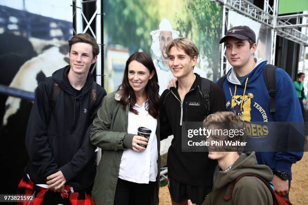 New Zealand Prime Minister Jacinda Ardern during a walkabout at the Mystery Creek Fieldays on June 14, 2018 in Hamilton, New Zealand. The public...