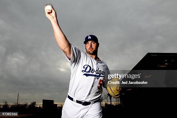 Jonathan Broxton of the Los Angeles Dodgers poses during media photo day on February 27, 2010 at the Ballpark at Camelback Ranch, in Glendale,...