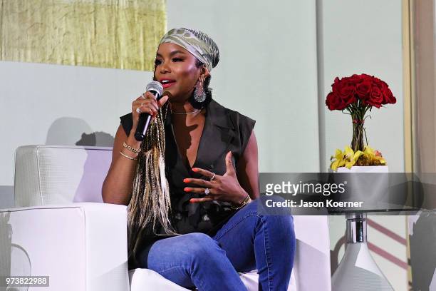 Actor LaToya Luckett speaks on stage at the Cadillac Welcome Luncheon At ABFF: Black Hollywood Now at The Temple House on June 13, 2018 in Miami...