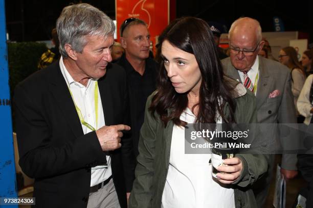 New Zealand Prime Minister Jacinda Ardern and Minister of Agriculture Damien O'Connor during the Mystery Creek Fieldays on June 14, 2018 in Hamilton,...