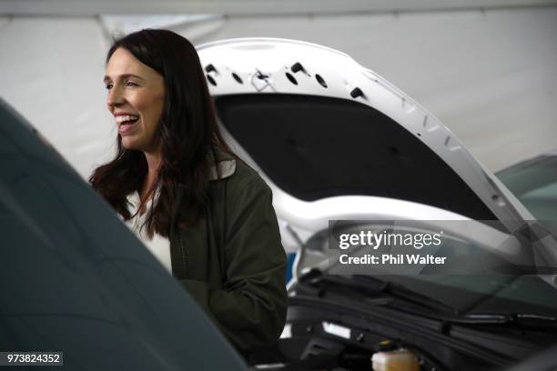 New Zealand Prime Minister Jacinda Ardern during a walkabout at the Mystery Creek Fieldays on June 14, 2018 in Hamilton, New Zealand. The public...