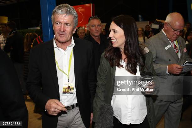 New Zealand Prime Minister Jacinda Ardern and Minister of Agriculture Damien O'Connor during the Mystery Creek Fieldays on June 14, 2018 in Hamilton,...