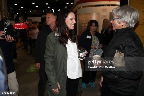 New Zealand Prime Minister Jacinda Ardern during a walkabout at the Mystery Creek Fieldays on June 14, 2018 in Hamilton, New Zealand. The public...