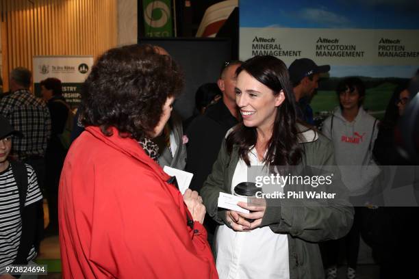 New Zealand Prime Minister Jacinda Ardern during a walkabout at the Mystery Creek Fieldays on June 14, 2018 in Hamilton, New Zealand. The public...