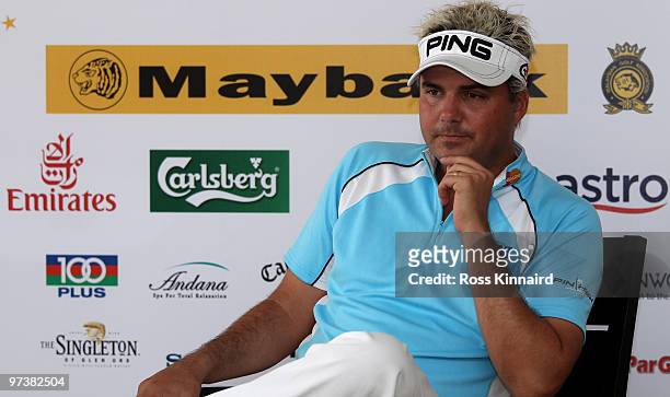 Daniel Chopra of Sweden during his press conference prior to the start of the Maybank Malaysian Open at the Kuala Lumpur Golf and Country Club on...