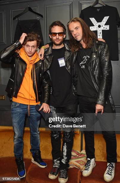 Tom Holland, Marc Jacques Burton and Jason McNab attend the MJB x YOTA fashion capsule party supported by Ciroc who have designed MJB x YOTA Limited...