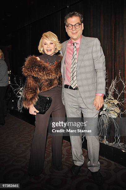 Joan Rivers and Michael Musto attend Michael Musto's 25th Anniversary At "The Village Voice" celebration at 230 Fifth Avenue on March 2, 2010 in New...