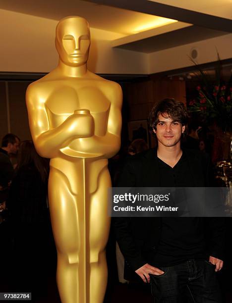 The Lady and the Reaper" filmmaker Javier Recio Garcia arrives at a reception for the 82nd Academy Awards-nominated films in the Animated Short and...