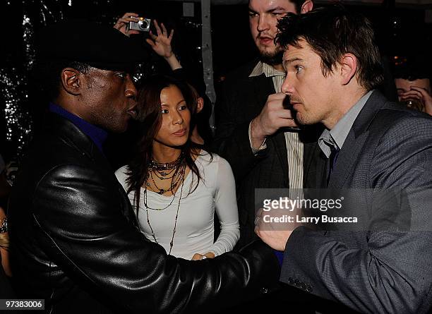 Wesley Snipes and Ethan Hawke attend the Overture Films "Brooklyn's Finest" Premiere after party at Empire Hotel Rooftop on March 2, 2010 in New York...
