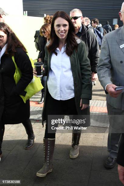 New Zealand Prime Minister Jacinda Ardern during a walkabout at the Mystery Creek Fieldays on June 14, 2018 in Hamilton, New Zealand. The public...