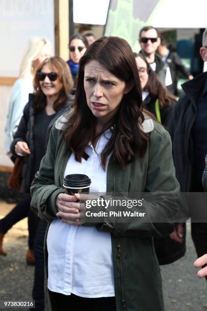 New Zealand Prime Minister Jacinda Ardern during a walkabout at the Mystery Creek Fieldays on June 14, 2018 in Hamilton, New Zealand. The public...