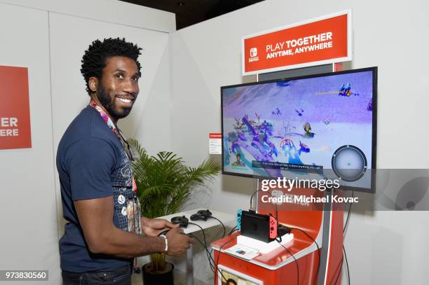 Nyambi Nyambi stops by the Nintendo booth at the 2018 E3 Gaming Convention for some hands-on time with the Starlink: Battle for Atlas game for the...