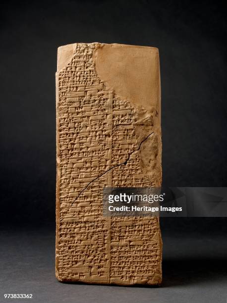 Sumerian King List Prism, Isin-Larsa period, circa 2004BC-circa 1595 BC. Sumerian, written in cuneiform script, runs in two columns on each of the...