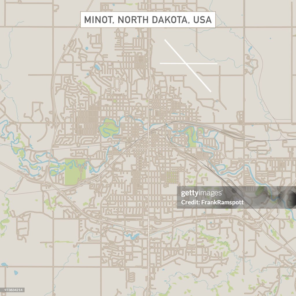 Minot North Dakota US City Street Map